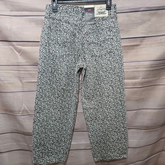 Levi's Black White Floral Baggy Dad Wellthread High Rise Straight Jeans Size 26 - Picture 16 of 16
